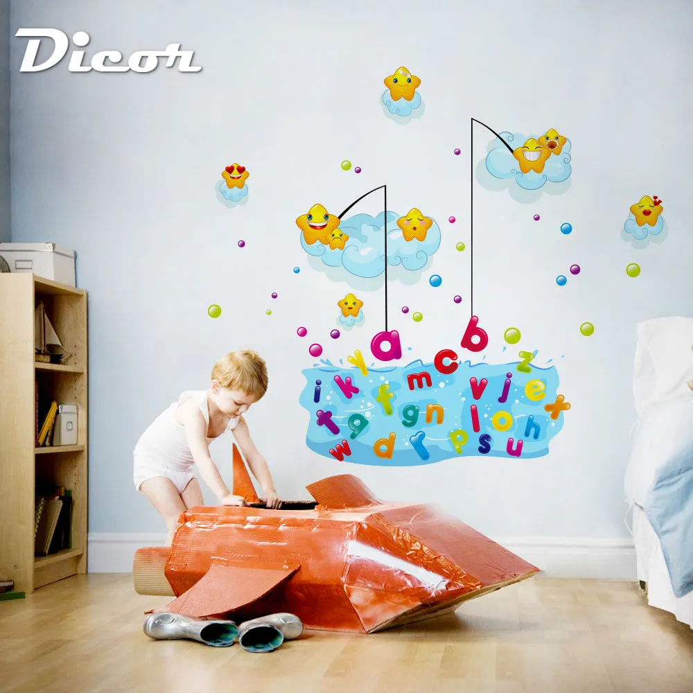 

DICOR Creative Wall Sticker Cartoon For Kid Room Decor Self Adhesive DIY Kindergarten Wall Decal Adesivo de parede QT415KJ-4MB
