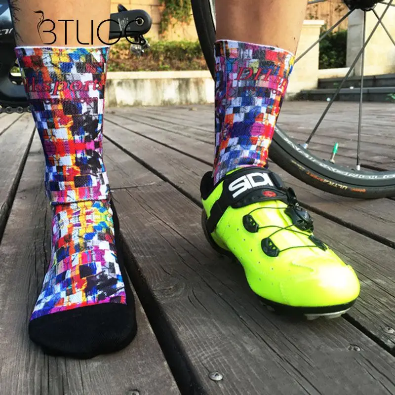 

BTLIGE Printed Socks Men Patchwork Brand Sport Socks Autumn Winter New Professional Cycling Socks Women Running Bike Socks
