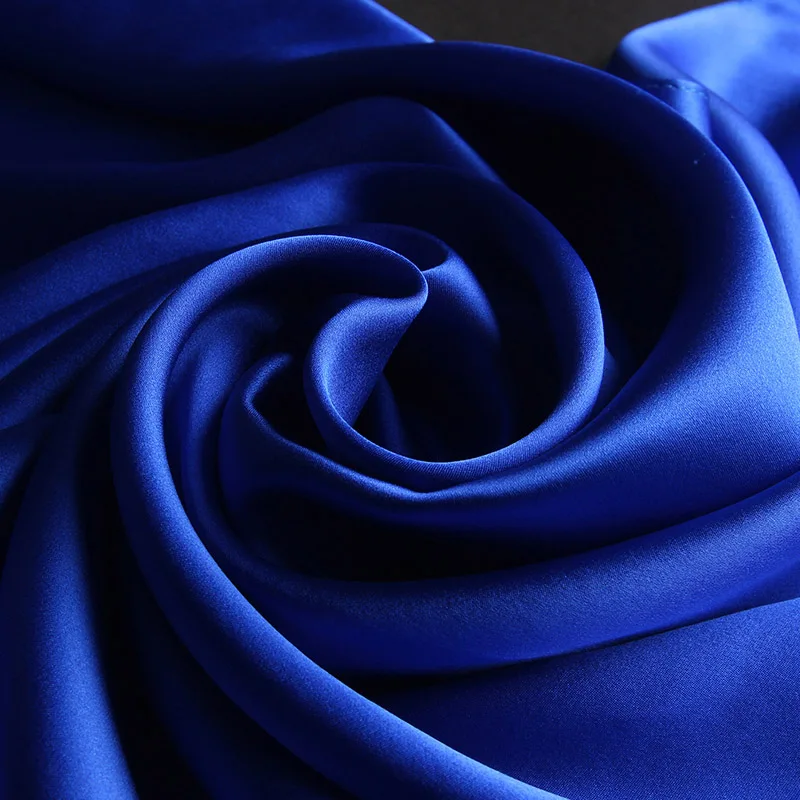 Натуральный шелковый шарф для женщин, роскошный бренд, натуральный шелк из Ханчжоу, шали, шарфы для женщин, Одноцветный шейный платок, Шелковый платок - Цвет: Royal Blue