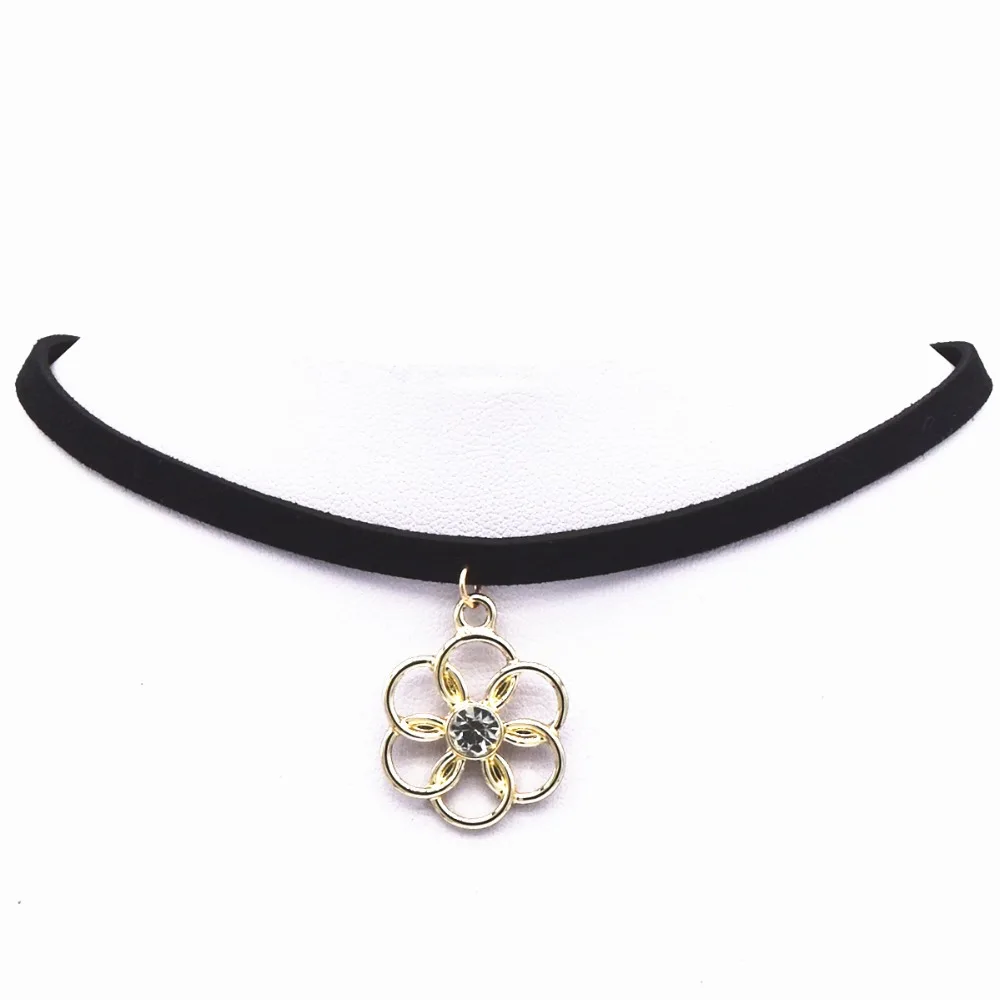 Горячее предложение Кручёные ожерелья BIJOUX обычный черный бархатный кожа