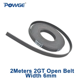 

POWGE 2meters 2MGT 2M 2GT open synchronous Timing belt GT2 2M-6 2GT-6 width 6mm Rubber Small backlash Linear Motion 3D Printer