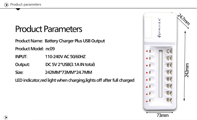 PALO, новинка, 8 комплектов, быстрое зарядное устройство, 2 USB разъема, высокое качество, зарядное устройство для NI-CD, Ni-MH, AA, AAA, аккумуляторные батареи