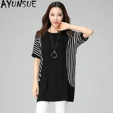 AYUNSUE Женская футболка более размера d Плюс Размер Топы Футболка Femme футболки с надписью "groot" хлопок для женщин рукав "летучая мышь" KJ024