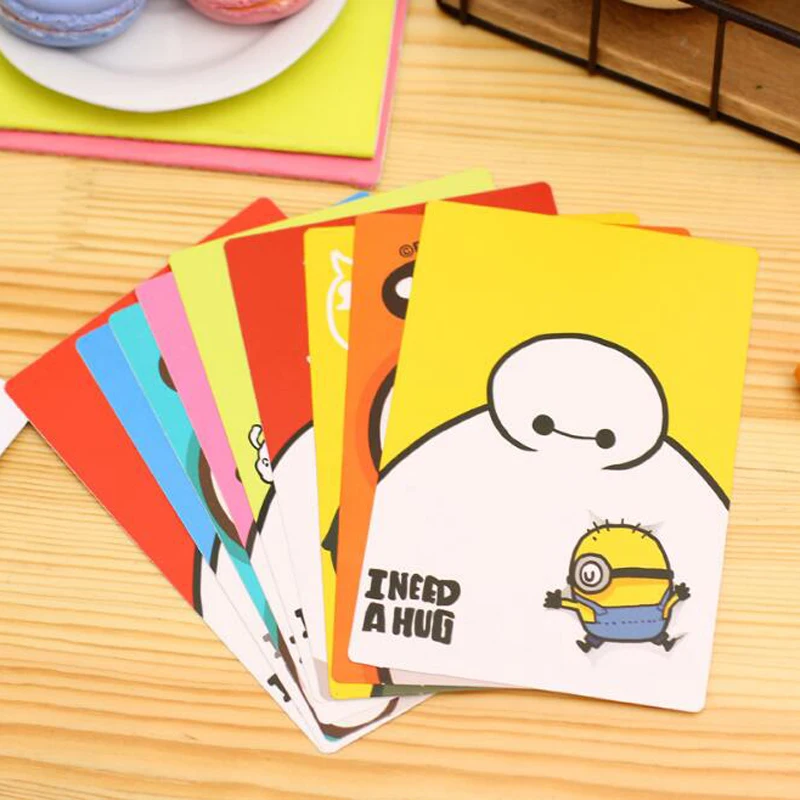 (9 шт./лот) мультяшная открытка Kawaii Big Hero The Baymax подарочные открытки рождественские
