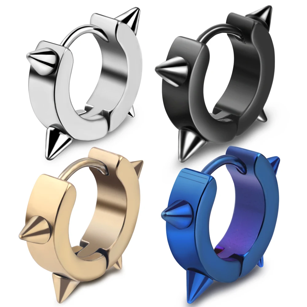 Mix Color 316L Stainless Steel Punk Earrings Studs Hoop Huggie Spikein