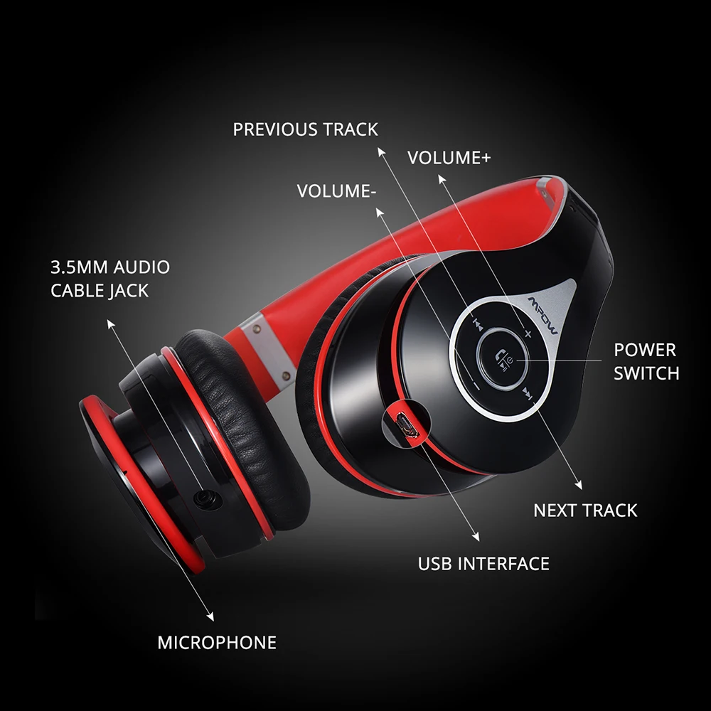 Mpow 059 Bluetooth наушники с шумоподавлением беспроводные складные стереонаушники