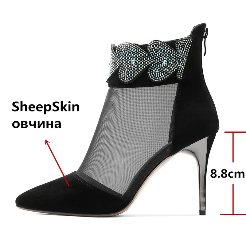 1 Frauen Schwarzes Spitz Club Stiefeletten Fedonas 2019 High Zipper Heels Party Schaffell Sommer Schuhe Neue Nacht Prom Mesh Frau zzUtw7qTx