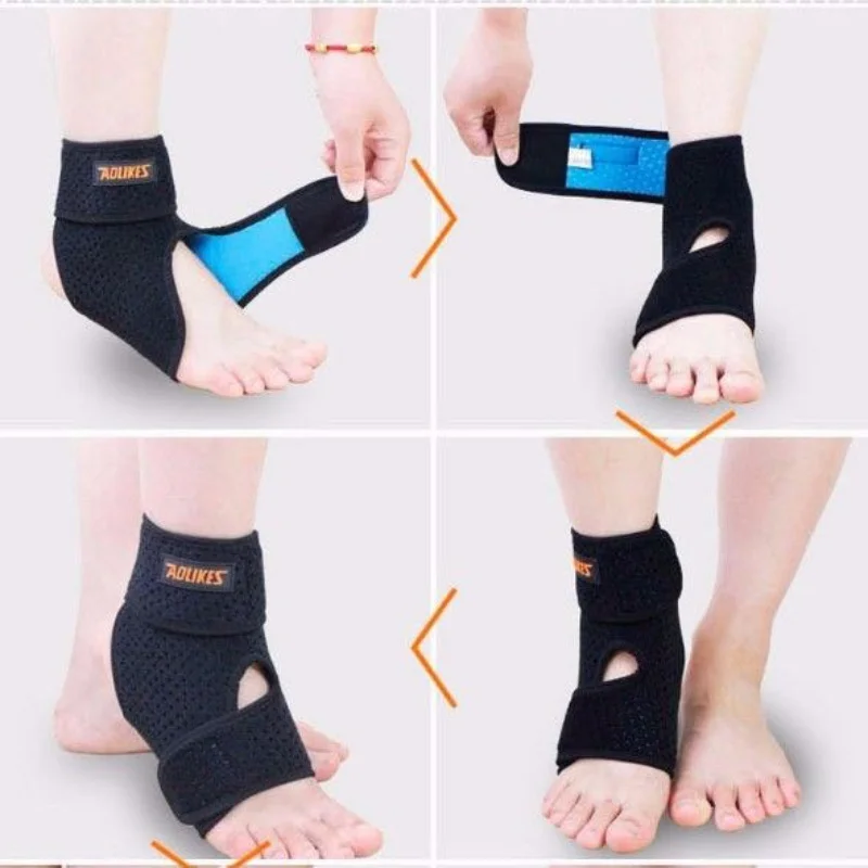 Aolikes Adjustable Ankle Support Elastic Ankle Guard Brace Pad Support Sports Foot Protection Football Sports Safety Straps