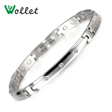 Ювелирные изделия Wollet 6 мм здоровья нержавеющей стальной магнитный браслет для женщин серебристый цвет cz магнитный камень Рождественский подарок