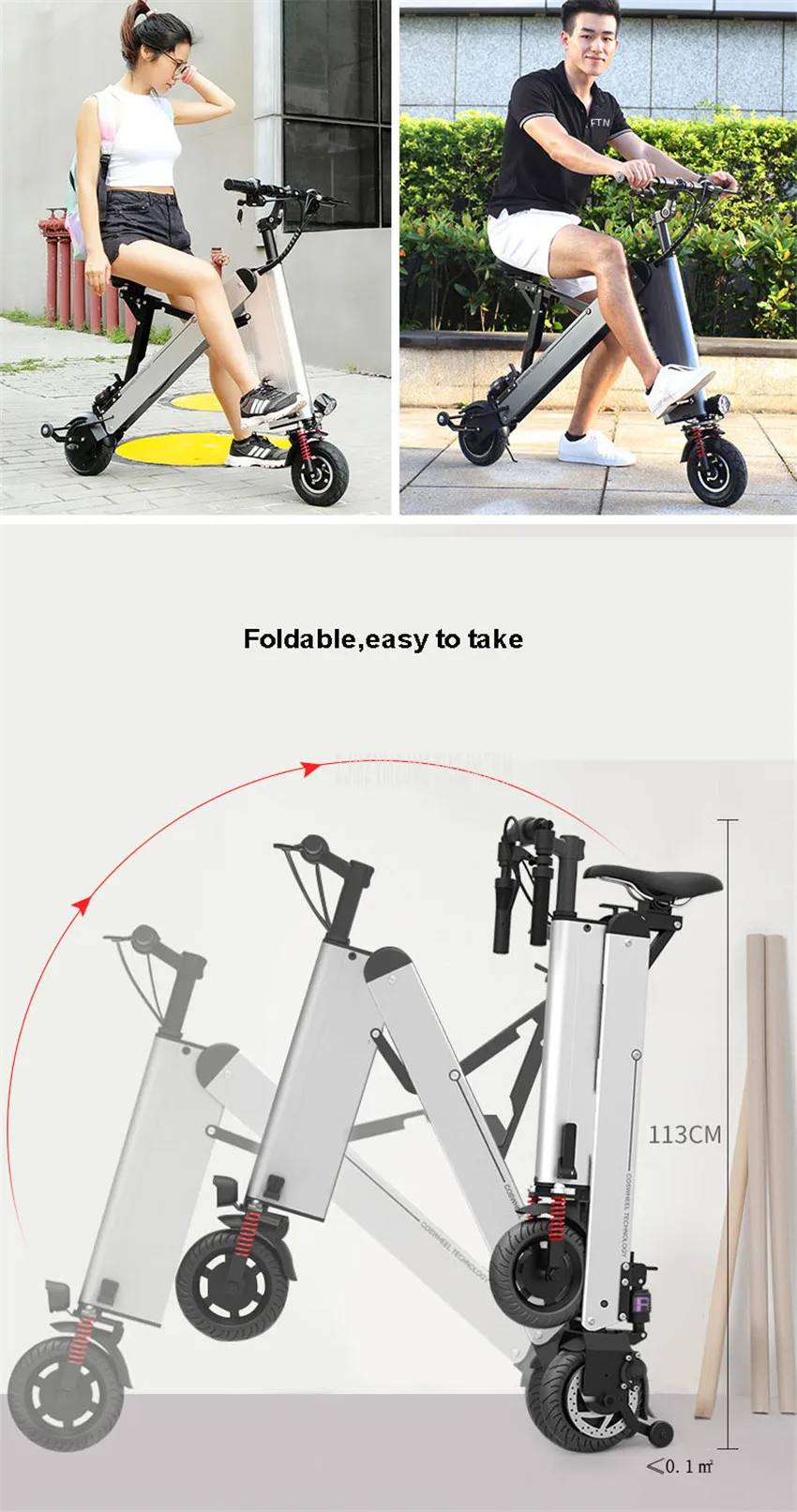 Top A2-PRO Mini Foldable Electric Scooter Portable Smart City Walking Tool Mobility Scooter Adult Electric Bicycle  Mileage 35-40KM 6