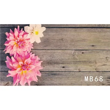 

LB Polyester & Vinyl Three Pink Dahlia Old Wooden Board Newborn Studio Backdrop Photography Photo Props Photographic Background