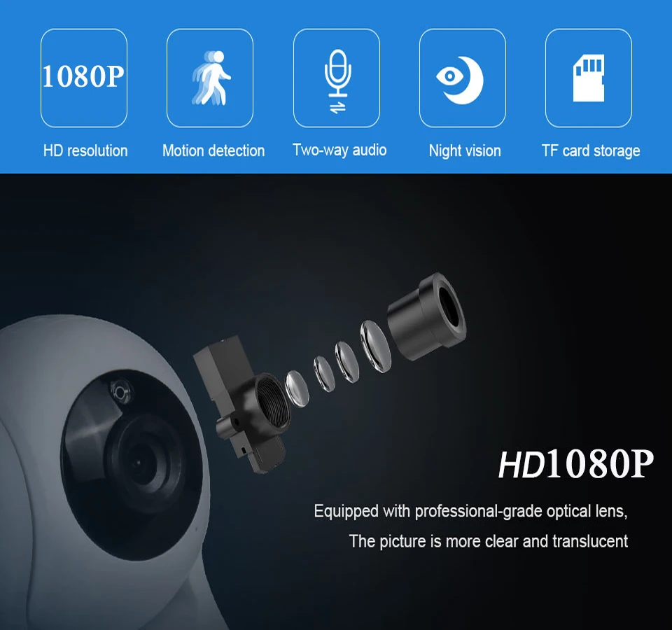  INQMEGA Cloud 1080P IP Camera Wireless Auto Tracking Home Security Camera Surveillance Camera Wifi  - 32829812980