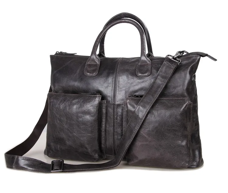

Nesitu Vintage Gray / Brown Real Skin Genuine Leather Men Messenger Bags Cowhide Man Briefcase Portfolio Handbags #M7241