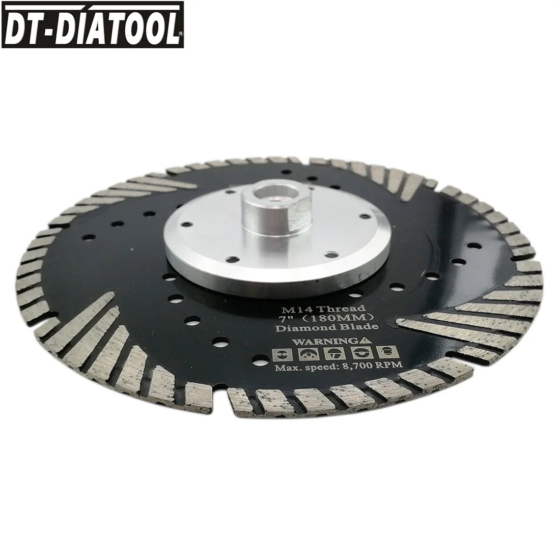 DT-DIATOOL 1piece Dia 7"/180mm M14 thread Diamond Turbo saw Blades with Slant Protection Teeth for Granite Marble Cutting Disc