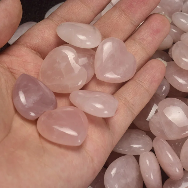 

Peach Heart Natural Crystal Semi-precious Stone Powder Crystal Home Garden Decoration Crafts Stones