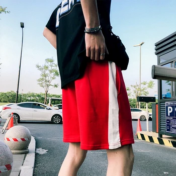 

Summer Men's Retro Solid Color Casual Five sweatpants Street Trend Wild Streetwear Hip Hop Loose Fashion Shorts Beach