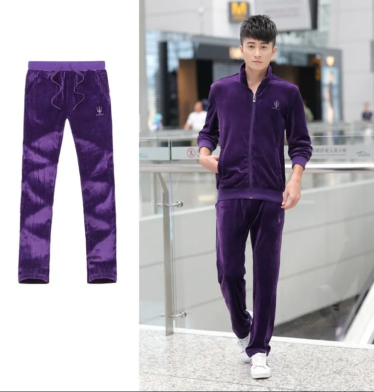 purple velvet tracksuit mens