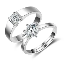 Романтические кольца для пар с прозрачными блестящими кристаллами, обручальные вечерние кольца, модные 925 пробы серебряные ювелирные изделия