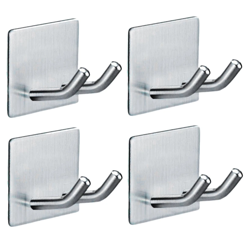 

Adhesive Hooks Wall Hooks Hanger Deluxe Razor Holder for Shower-Hook Hanger,Waterproof Stainless Steel Stick on Hooks (Set of