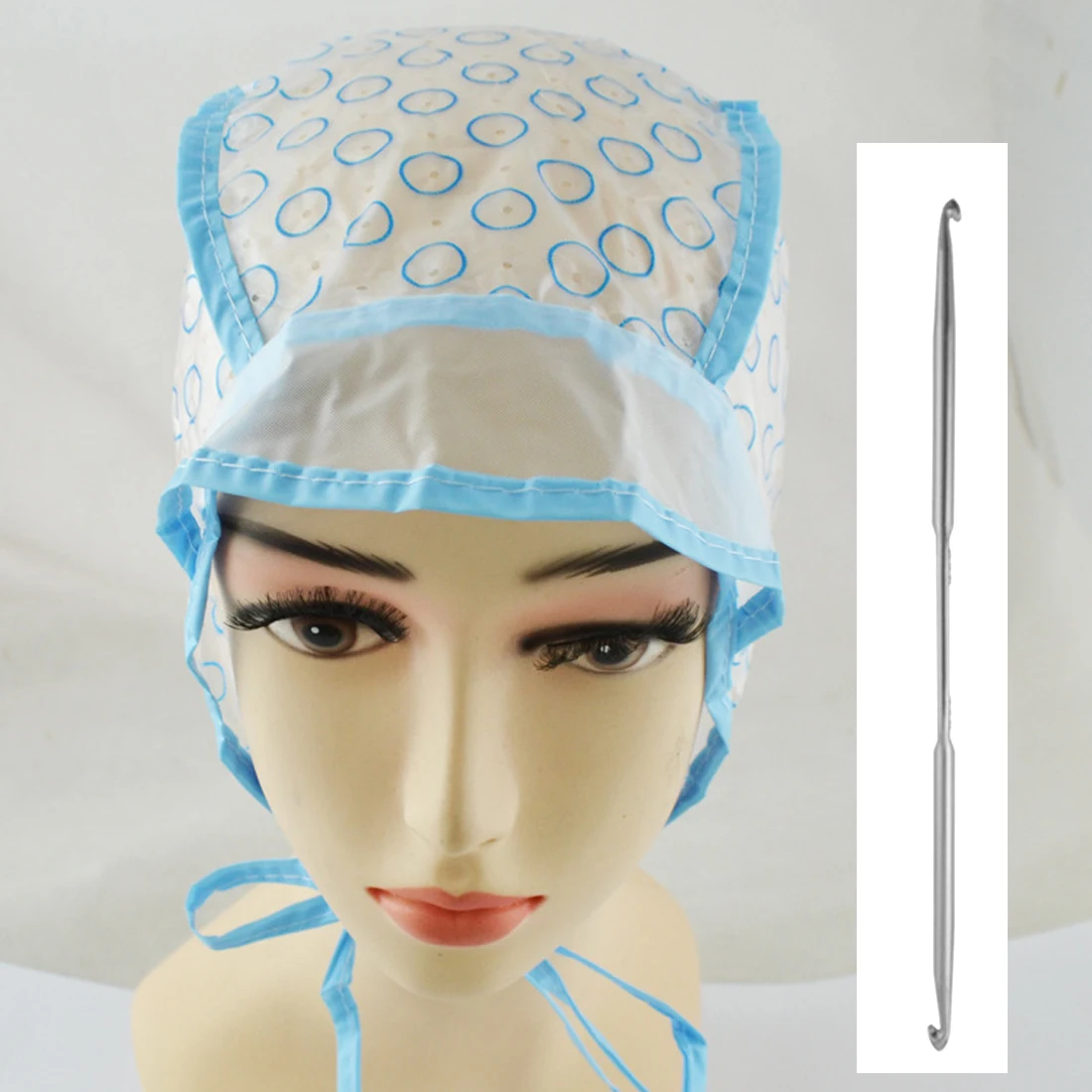 Professional Hair Salon Dye Cap + Hook Reusable Durable Hat Set