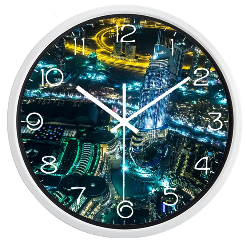 Настенные часы с подсветильник в виде ночного неба изображением Дубая|clock home