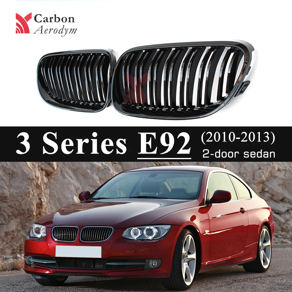 

For BMW 3 Series E92 E93 2-Door 2010+ Gloss Black Double Slats Racing Grills 316i 318i 320i 325i 328i 330i 335i Grille