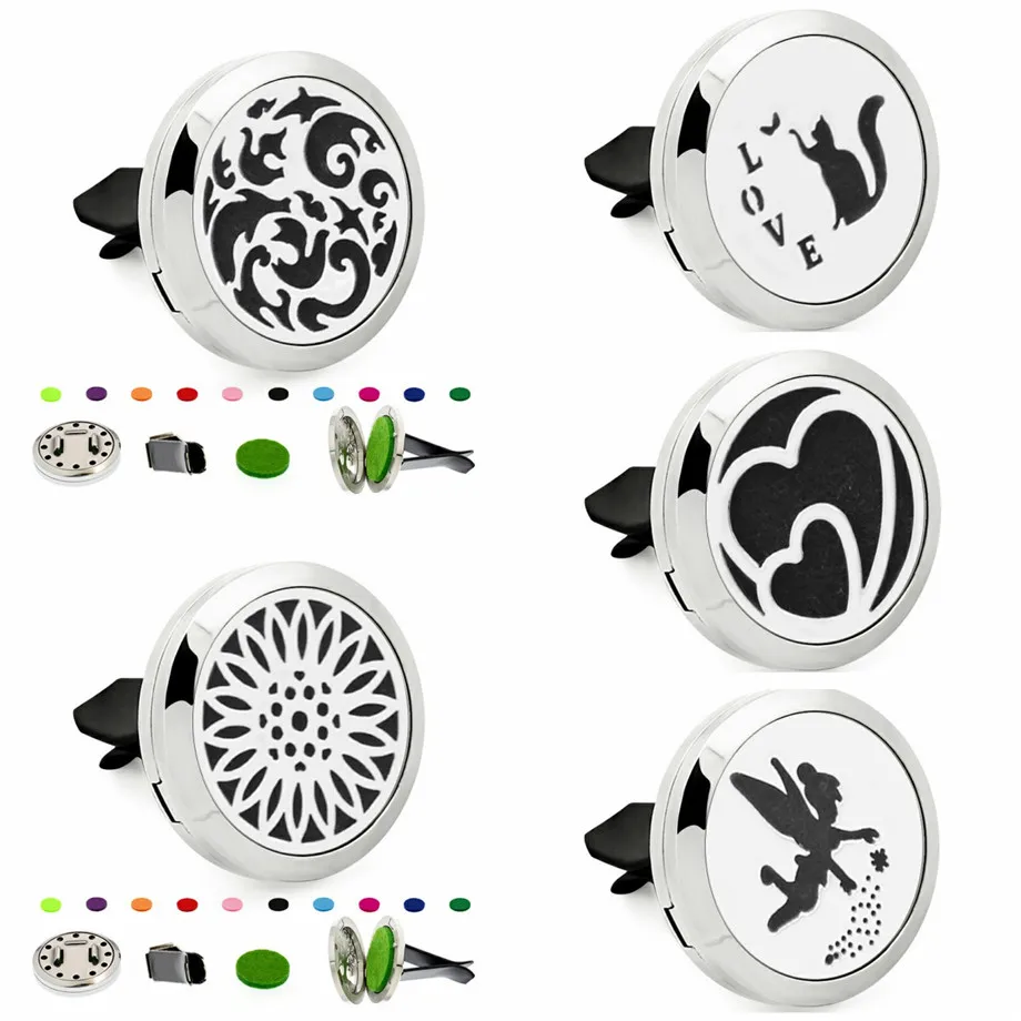 

Cross Cloud heart cat Magnet Essential Oil Car Diffuser Locket removable vent clip 316L Stainless Steel Perfume locket 10 Pads