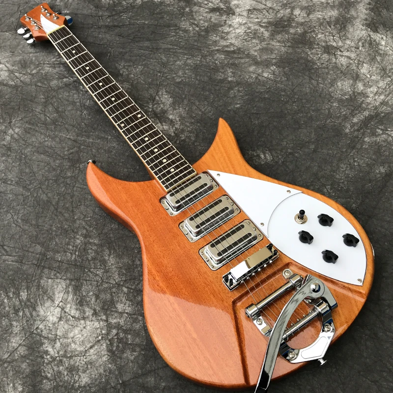 In Stock Natural Color Electric guitar with Bigsby tremolo, Bridge & Pickups are Made in Korea, Solid Mahogany Guitarra