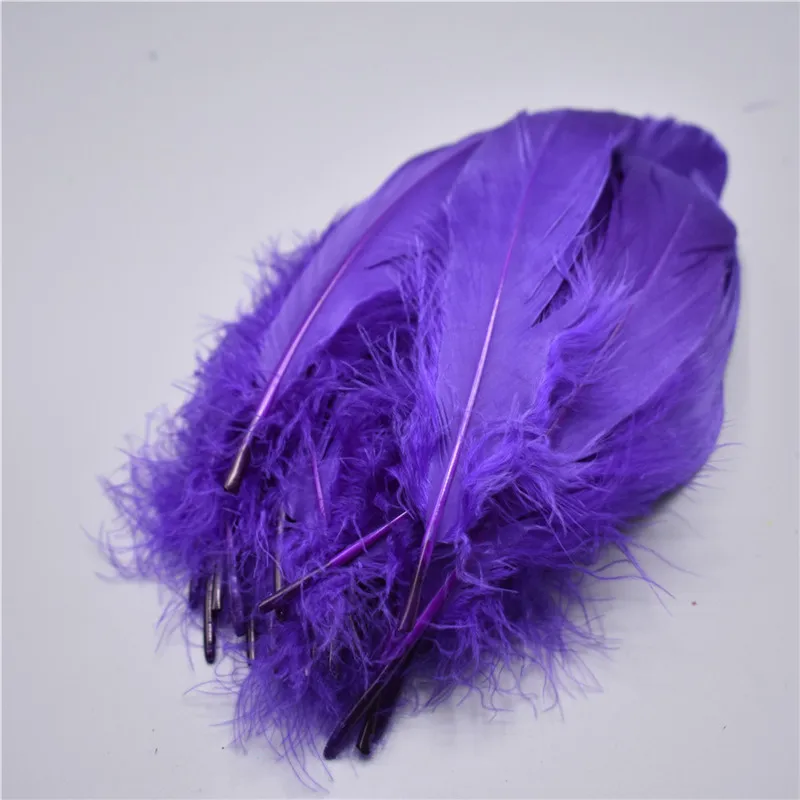 Цветные 100 шт, качественные натуральные гусиные перья 5-7 дюймов/13-18 см, самодельные Украшения, перо, 18 цветов - Цвет: Deep Purple