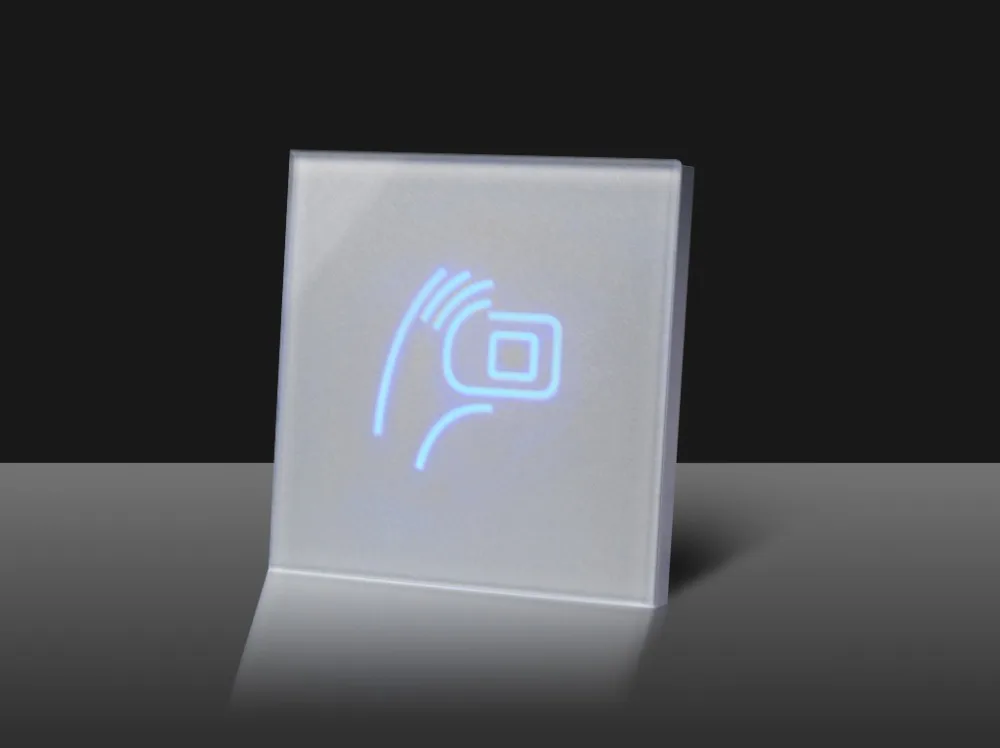 

125khz 13.56mhz Dual Frequency RFID Access Control Reader White Tempered Glass Waterproof WG26/34