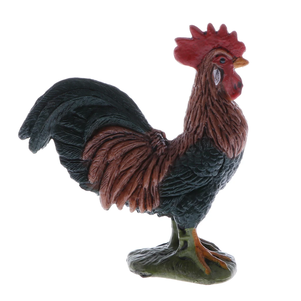 Plastic Realistic Wildlife Jungle Forest Farm Animals Cock Action Figure Toys Playset, Kids Nature Toys Home Decor Collectibles