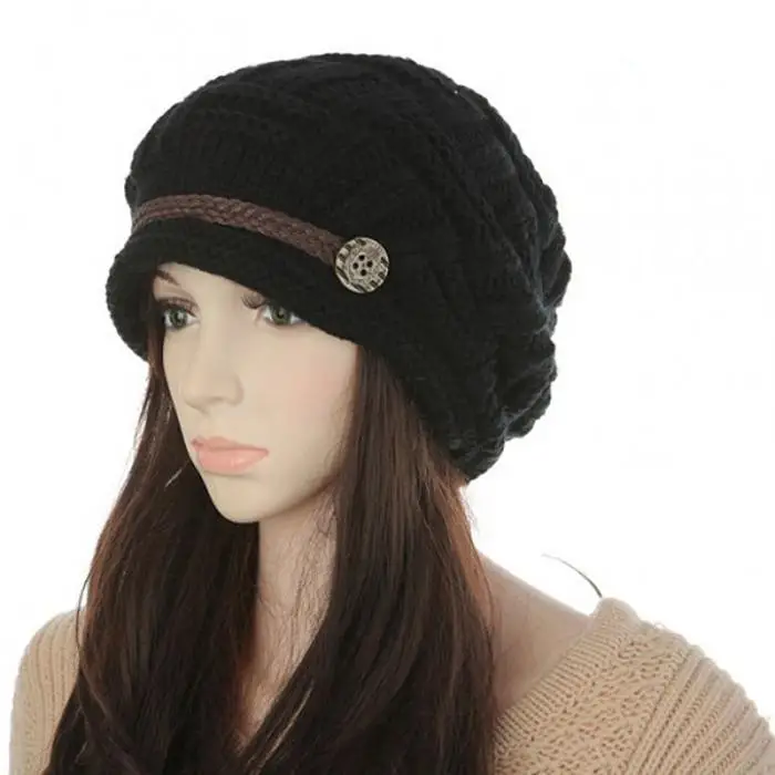 Модная женская зимняя теплая вязаная шапка-мешок шапка негабаритная оплетенная Кепка GDD99