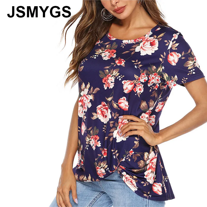 JSMYGS новая футболка женская одежда 2019 2019 весна лето с короткими рукавами Повседневная футболка завязанная шарф с принтом футболка Женские