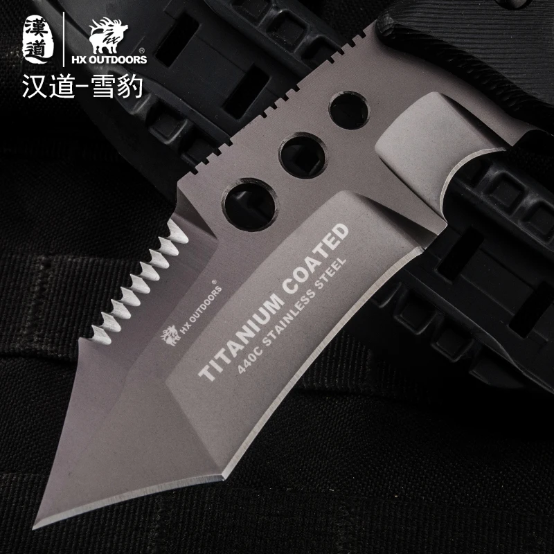 HX OUTDOORS 440C Knife Survival Hunting Knife Camping Tools stainless knife Training Knife titanium cool steel defense