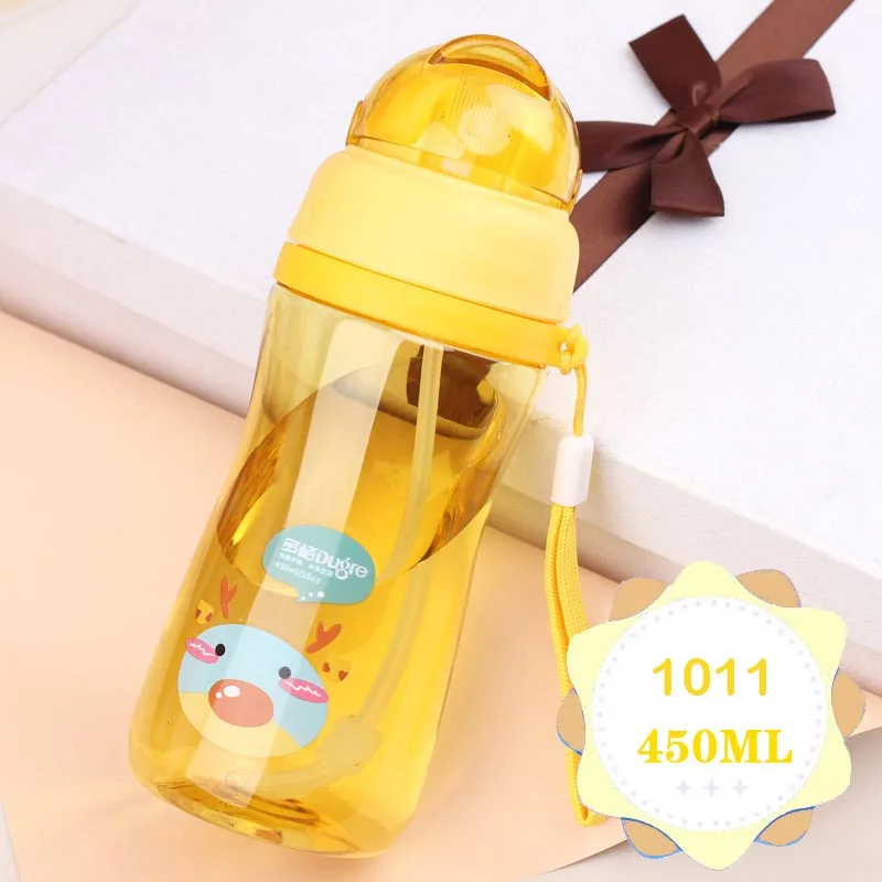 450ml 1011 Yellow 450 мл детская Милая пластиковая бутылка детская Экологичная Матовая бутылка для питьевой воды с соломинкой здоровые детские спортивные бутылки - Цвет: 450ml 1011 Yellow
