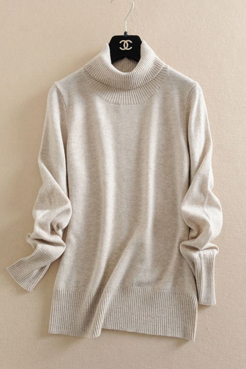 

100%cashmere knit woman all-matching pullover sweater turtleneck spring autumn basics style solid color S-XL