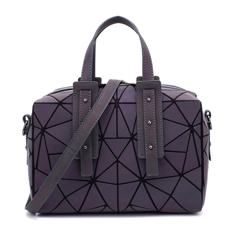 Модная светящаяся сумка через плечо для женщин, Бостонская сумка, сумки, геометрические клетчатые сумки на плечо, Женская Складная Повседневная Сумка-тоут с бриллиантами - Цвет: A