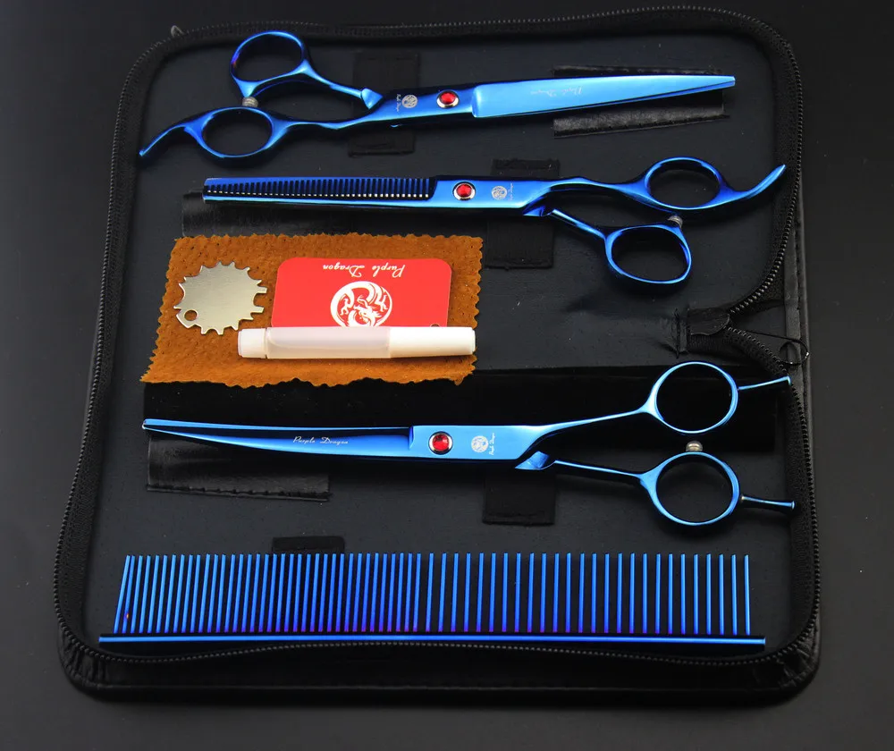 

New Pet Grooming Scissors 7 inch Professional JP440C Dog Shears Hair Cutting Curved Thinning Scissors for Cat Dogs Groomer Blue