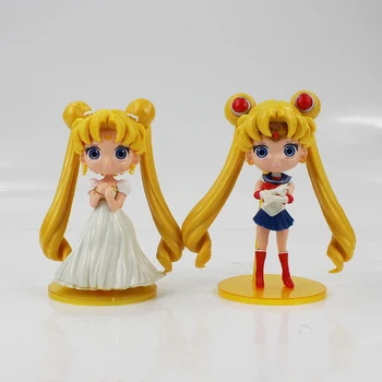 

15cm Sailor Moon Figure Model Toy cute sailor moon in white dress or skirt PVC Action Figure Model Toy 2 styles for girls gift