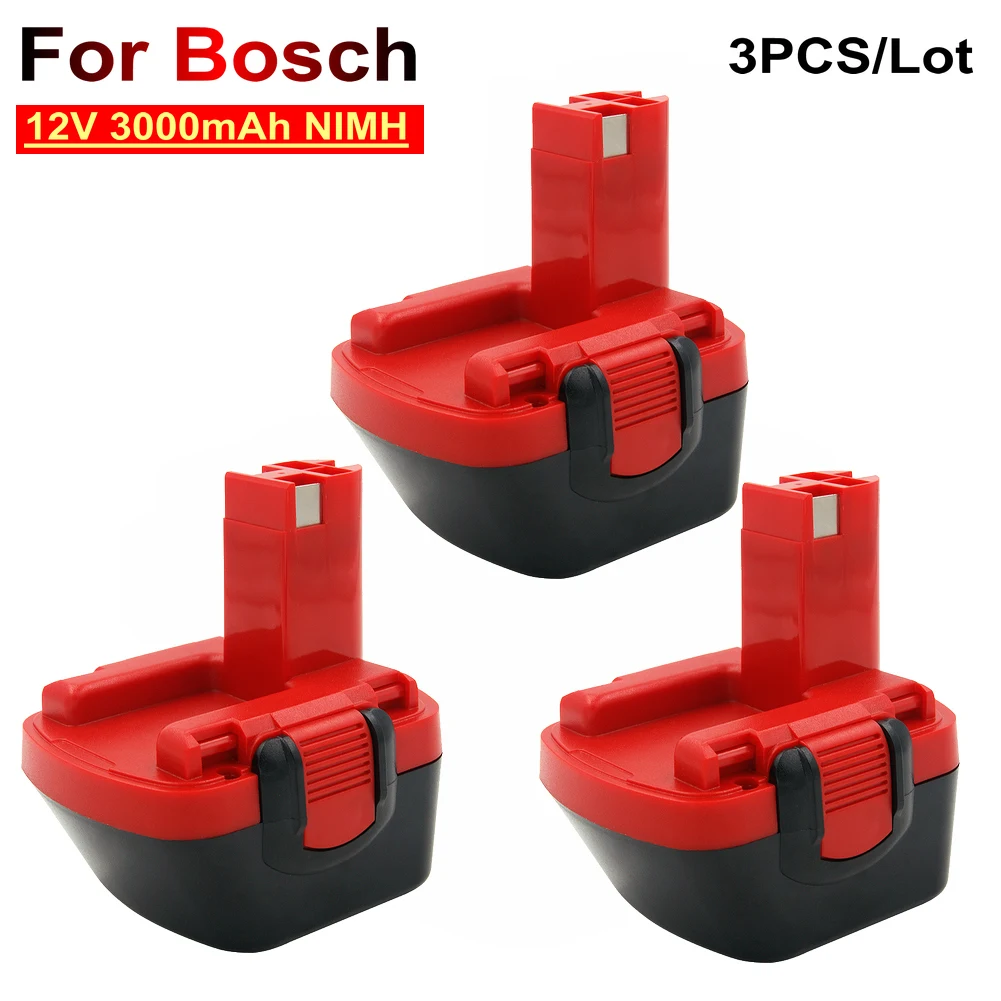

3PCS BAT043 Rechargeable Battery 12V 3000mAh Ni-MH Replacement Battery for Bosch Cordless Drills GSR 12VE-2 PSR 12 BAT046 BAT045
