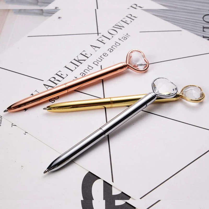Luxury Crystal Ballpoint Pen Heart Shape Gem Ball For School Luxury Crystal Ballpoint Pen Heart Shape Gem Ball For School Student Writing Tools Office Supplies Signature In Pens From