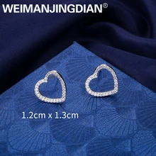 WEIMANJINGDIAN Новое поступление Искрящийся фианит CZ цирконовое сердце-кристалл серьги гвоздики для женщин или девочек