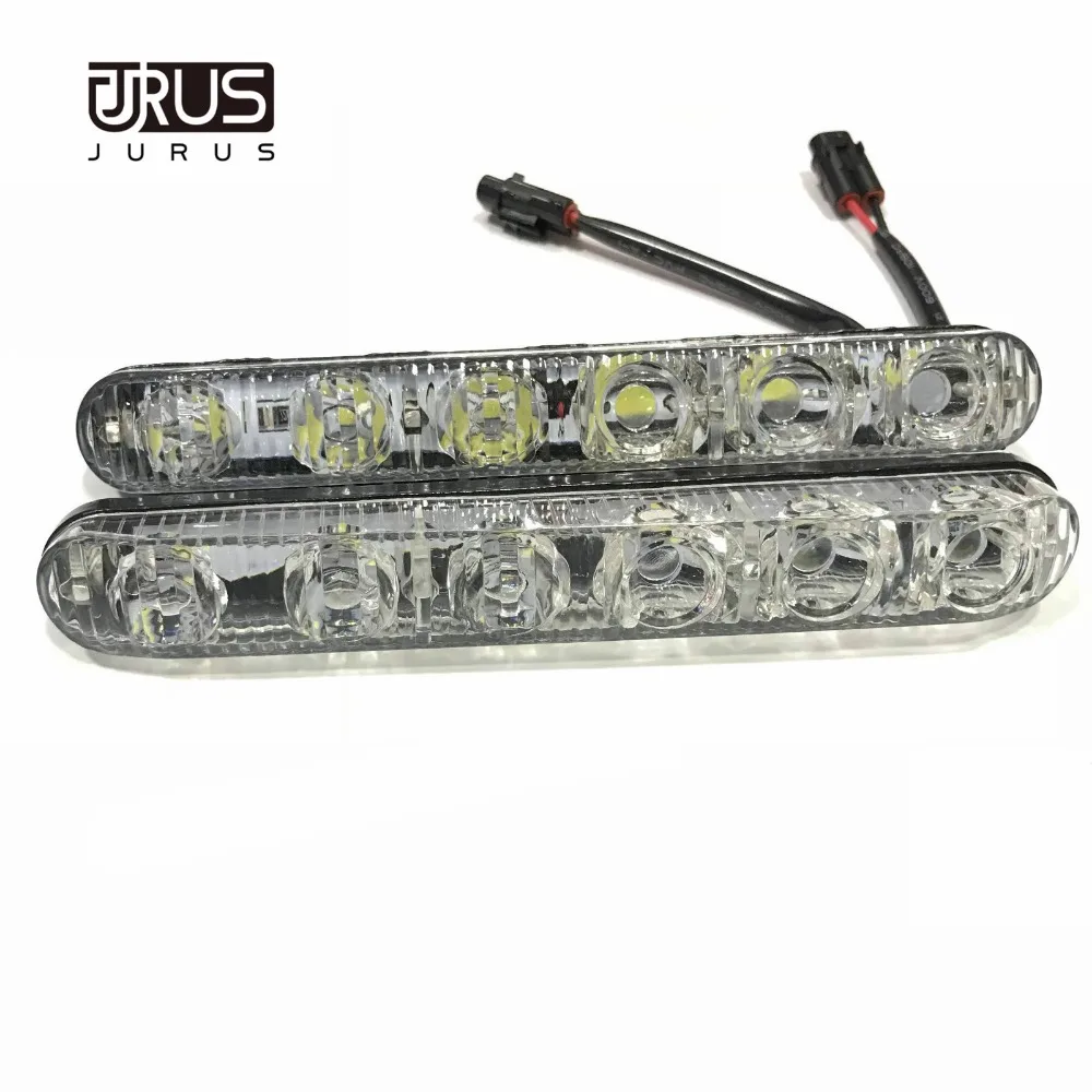 JURUS Universal 12V 2Pcs 6LED Daytime Running Light DRL Led Flowing Turn Signal Lights Day Light Auto Driving Light White Yellow