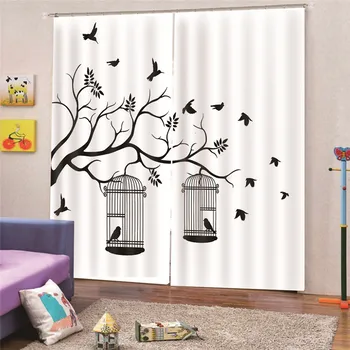 

3D Digital Print Bird Modern Blackout Curtains Living Room Bedroom Window Solid Finished Custom Drapes Home Decor AP15