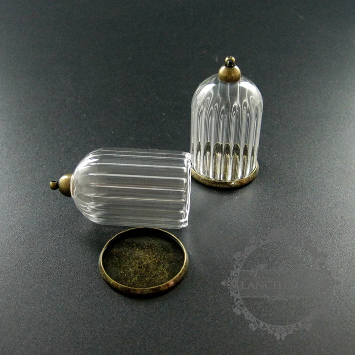 25x38mm antiqued brone plated cover glass tube vial bottle dome pendant