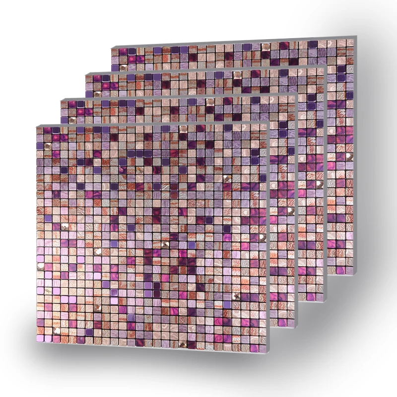 

4 Pieces 12 Inch Peel and Stick Fireproof Wall Tiles Aluminum Composite Mosaic For Nordic Wall Decor Sticker For Kitchen Decor