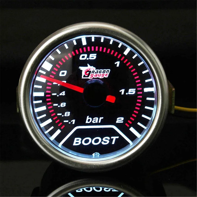 1set 2inch 52mm Universal Car White LED Turbo Boost Gauge Vacuum Meter