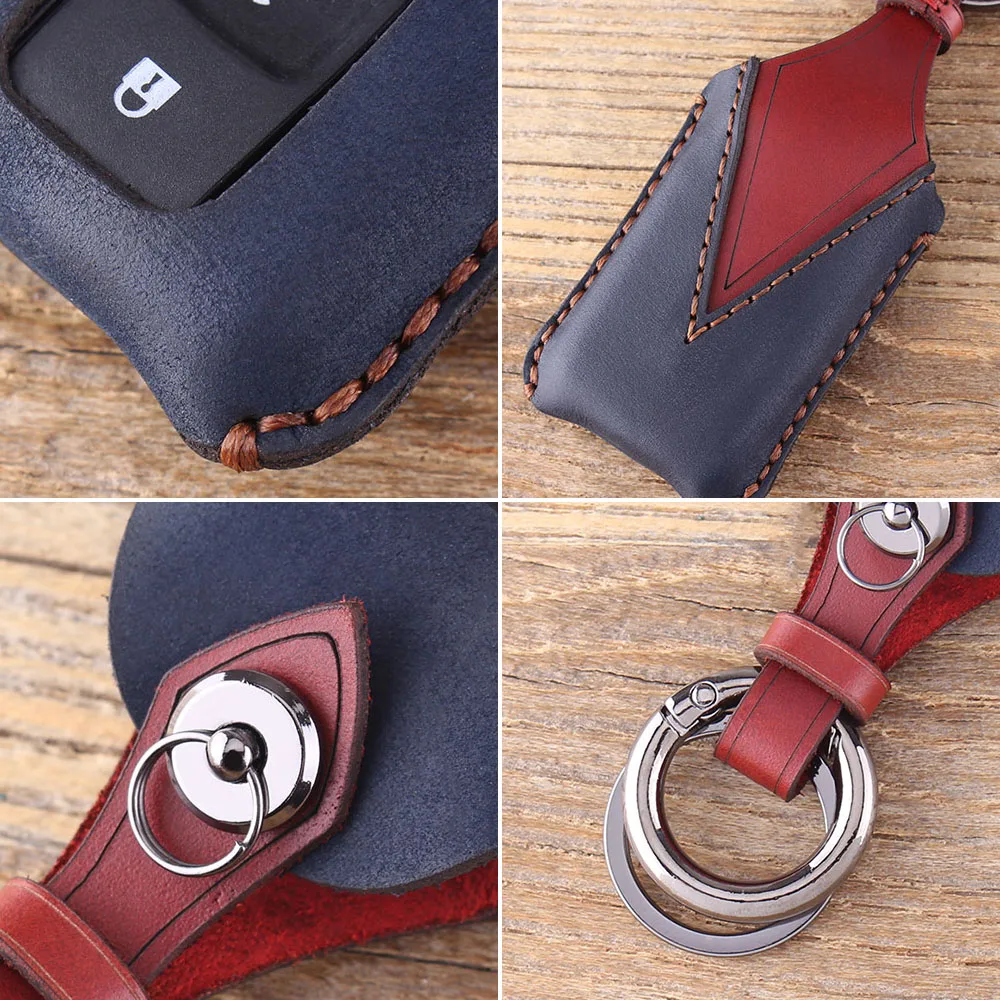 Защитный чехол для ключей с 3 кнопками, чехол для ключей из натуральной кожи, чехол для Toyota Prius 2004-2009, 2+ кнопки для ключей автомобиля