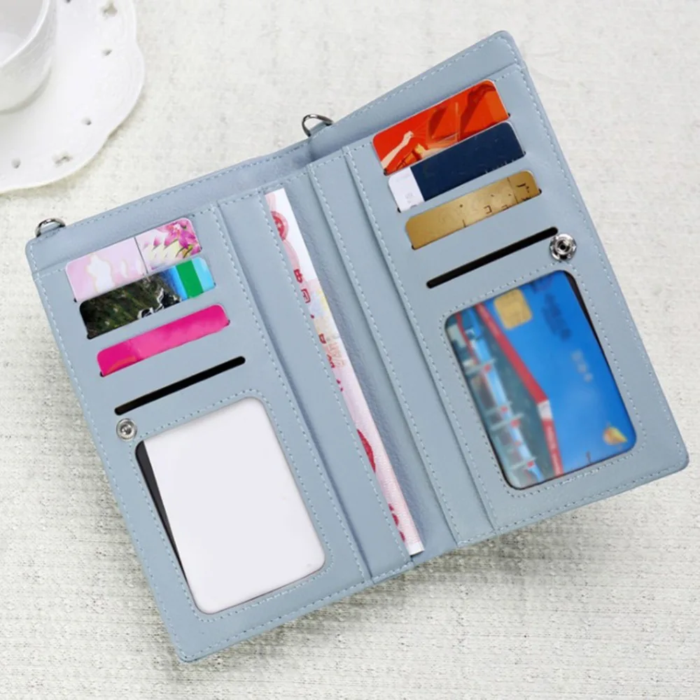 Solid Sweet Women's Cell Phone Wallet Shoulder Straps HandBags Clutch Crossbody Messenger Tote Bags Card Holders Gifts For Girls