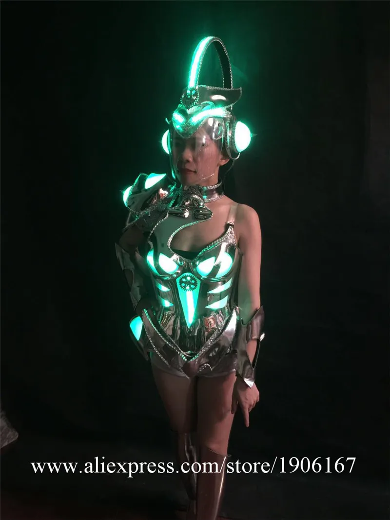 Sexy singer luminous wears clothes cosplay disco stage car models performance led costume ballroom dance dresses party dj11